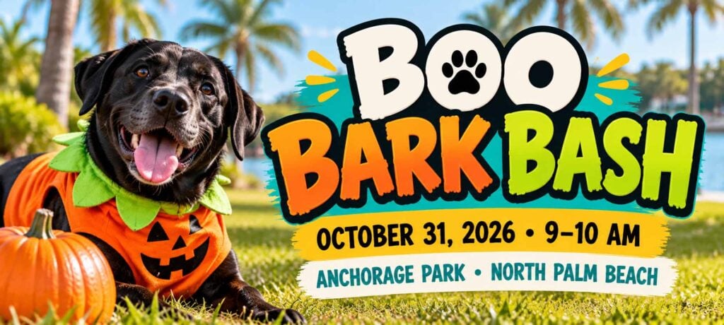 Boo Bark Bash 2026 dog Halloween costume event at Anchorage Park in North Palm Beach