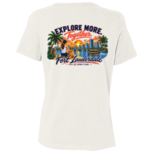 Explore more together ladies tee, back - vintage white